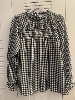 Handmade Black & White Gingham Smocked Tunic